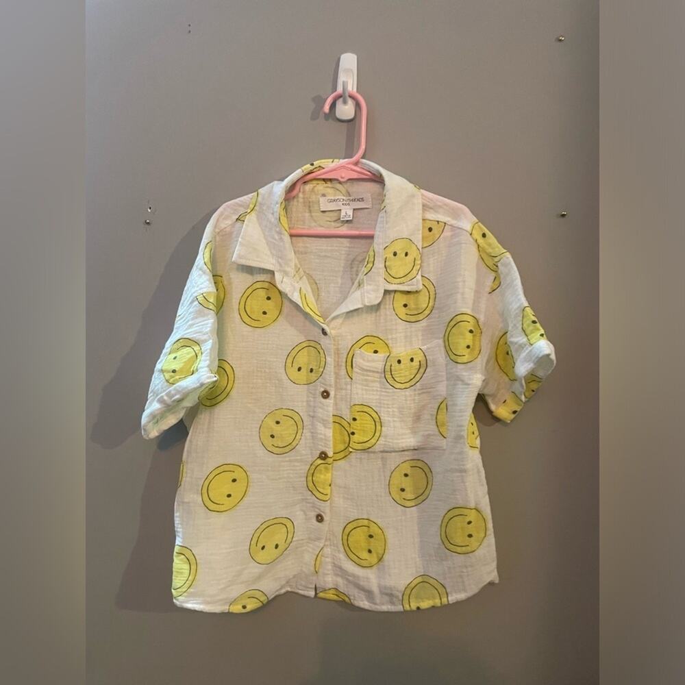Grayson threads smiley button‎ up shirt kids large